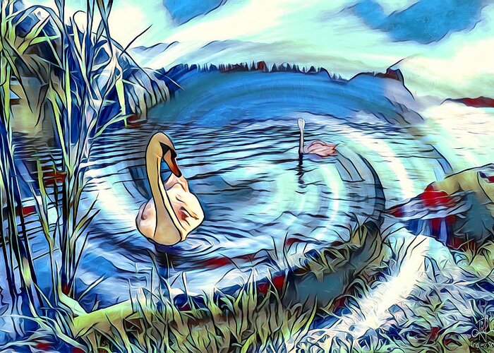 Swans Greeting Card featuring the digital art Portal to the New World by Pennie McCracken