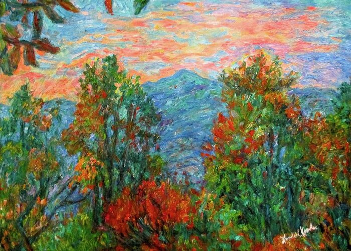 Porter Mountain Greeting Card featuring the painting Porter Mountain in Fall by Kendall Kessler