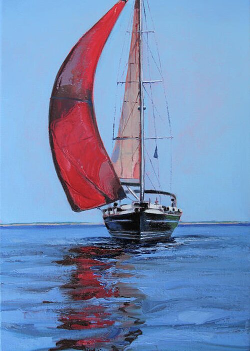 Spinaker Greeting Card featuring the painting Portobello Belle by Trina Teele