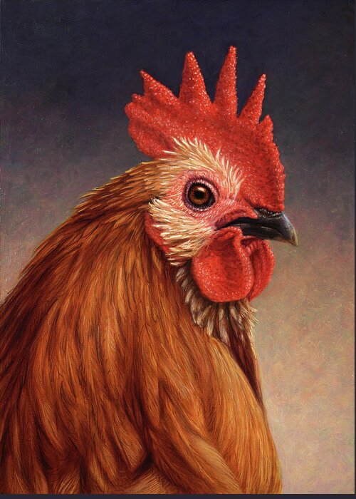 Rooster Greeting Card featuring the painting Portrait of a Rooster by James W Johnson