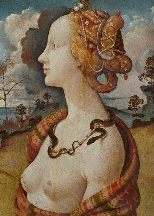 16th Century Art Greeting Card featuring the painting Portrait of a woman called Simonetta Vespucci by Piero di Cosimo