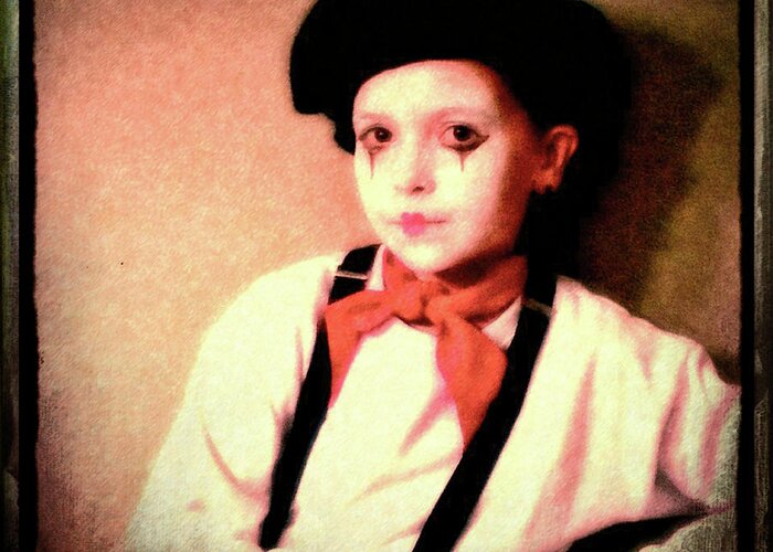 Portrait Greeting Card featuring the photograph Portrait of a Young Mime by Susan Lafleur