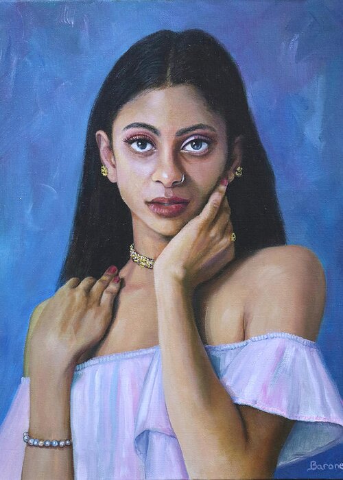 Portrait Painting Greeting Card featuring the painting Portrait of Alana by Richard Barone