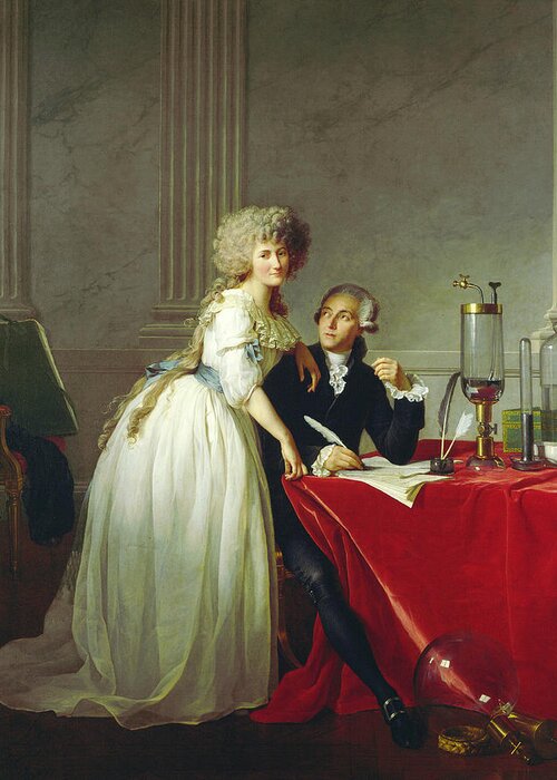19th Century Art Greeting Card featuring the painting Portrait of Antoine-Laurent Lavoisier and His Wife by Jacques-Louis David