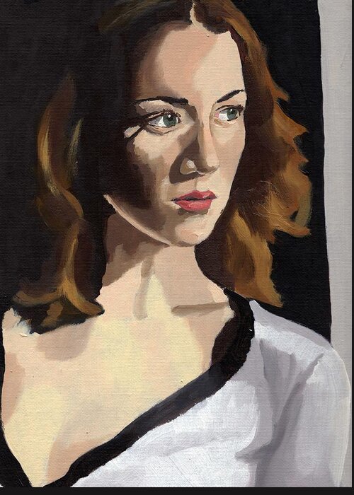 Portrait Greeting Card featuring the painting Portrait of Becca by Stephen Panoushek