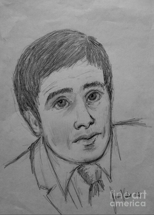 Pencil Portraits Greeting Card featuring the drawing Portrait of Frank by Joan-Violet Stretch
