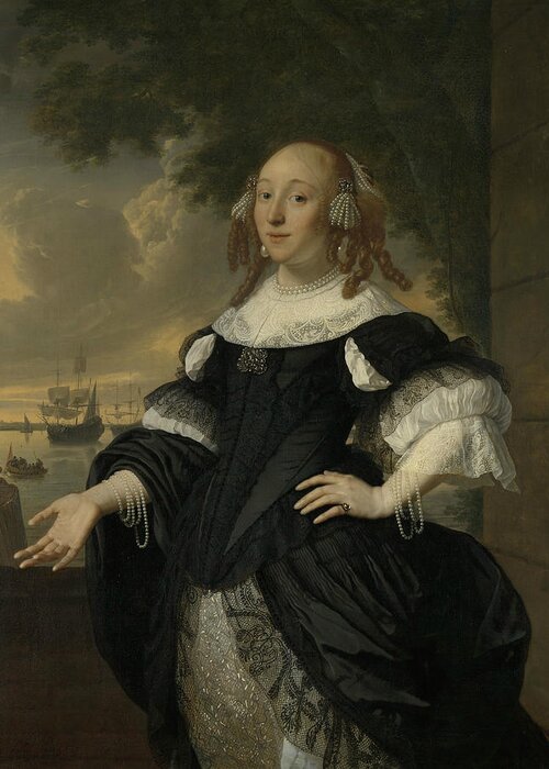 17th Century Art Greeting Card featuring the painting Portrait of Geertruida den Dubbelde by Ludolf Bakhuizen