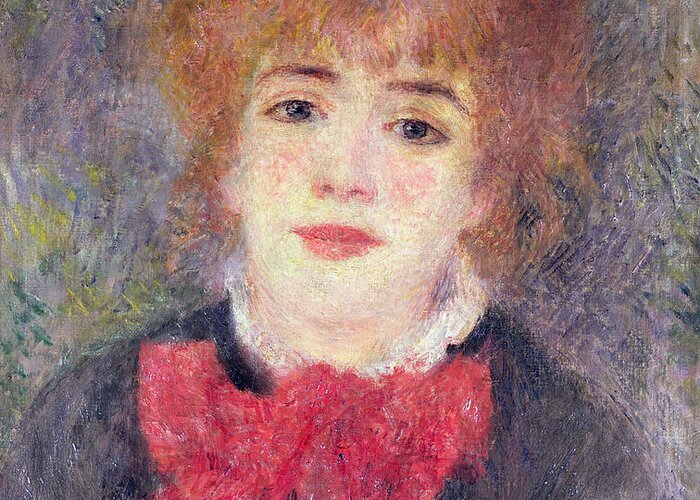 Portrait Greeting Card featuring the painting Portrait of Jeanne Samary by Renoir