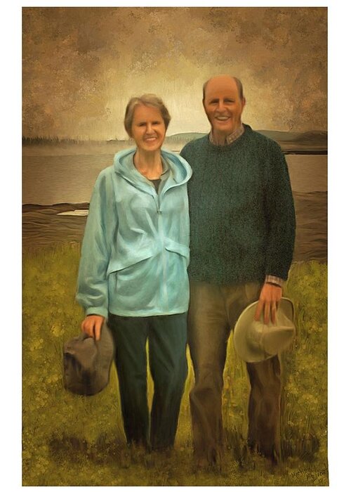  Greeting Card featuring the digital art Portrait of Joe and Denise by Michael Malicoat