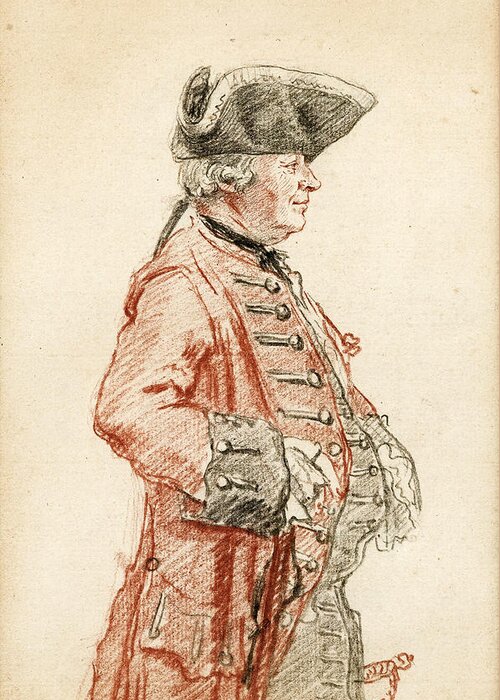Louis Carrogis Carmontelle Greeting Card featuring the drawing Portrait of Monsieur de la Neuville Morfleury by Louis Carrogis Carmontelle