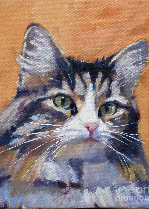 Southie Greeting Card featuring the painting Portrait of Squeaky by Deb Putnam