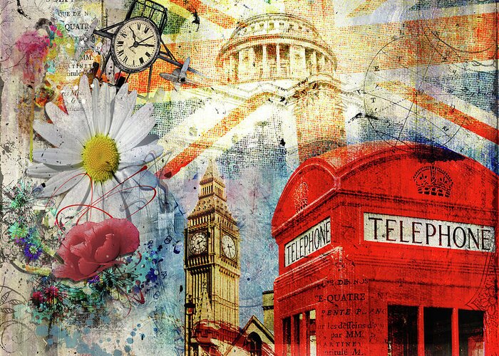 London Greeting Card featuring the digital art Positive Vibrations by Nicky Jameson