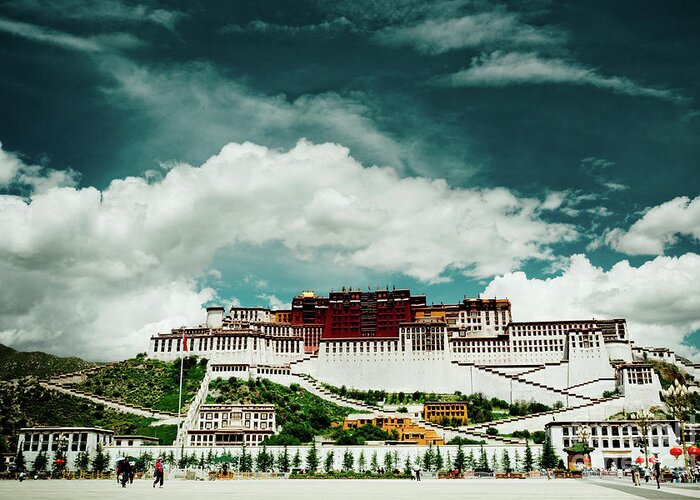 Tibet Greeting Card featuring the photograph Potala Palace. Lhasa, Tibet. Dalai Lama. Yantra.lv by Raimond Klavins