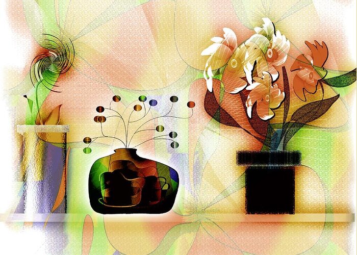Plants Greeting Card featuring the digital art Potted by Iris Gelbart