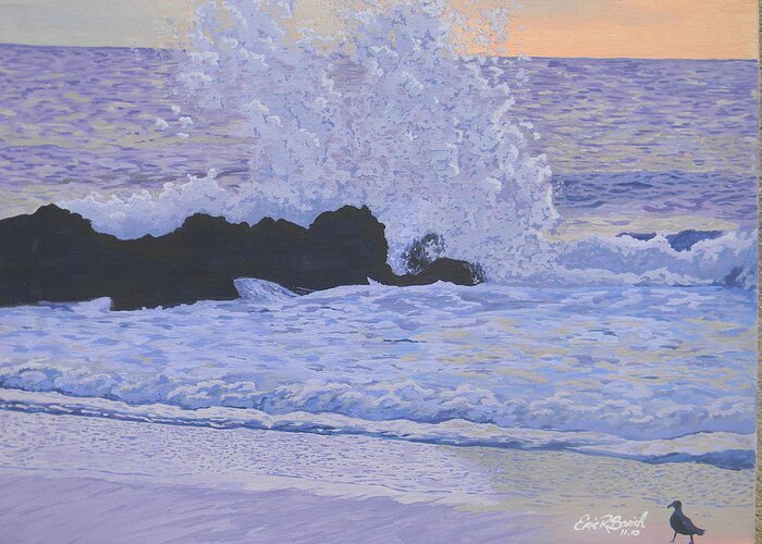 Crashing Waves Greeting Card featuring the painting Pounding Surf by Eric Barich