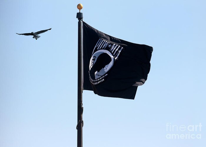 Mia Flag Greeting Card featuring the photograph Pow Mia by Joan Bertucci