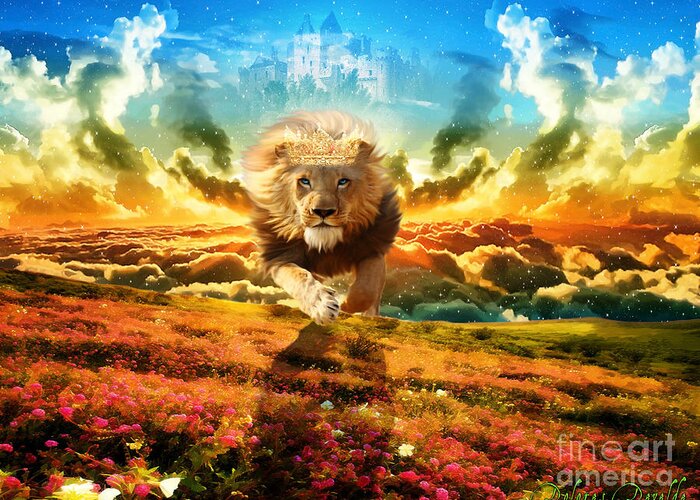 Lion Of Judah Greeting Card featuring the digital art Power and Glory by Dolores Develde