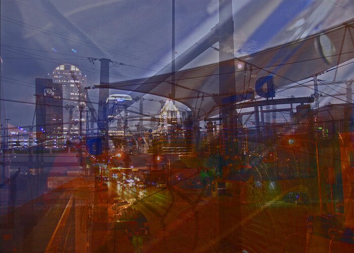Multiple Exposure Greeting Card featuring the photograph Power of Transit In the City by James Granberry