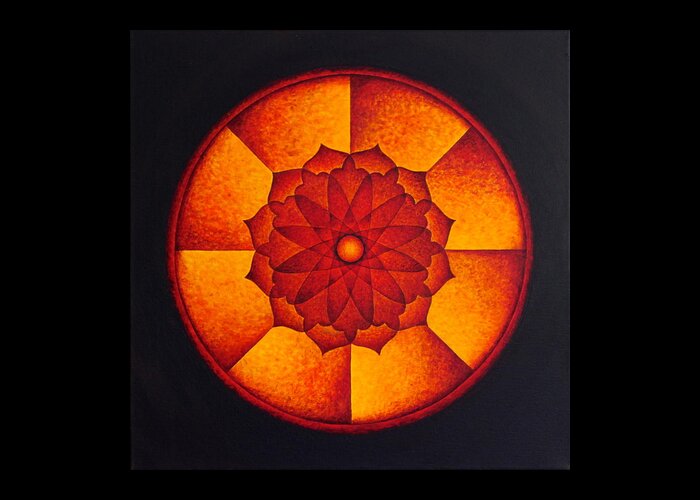 Mandala Greeting Card featuring the painting Power wheel by Erik Grind