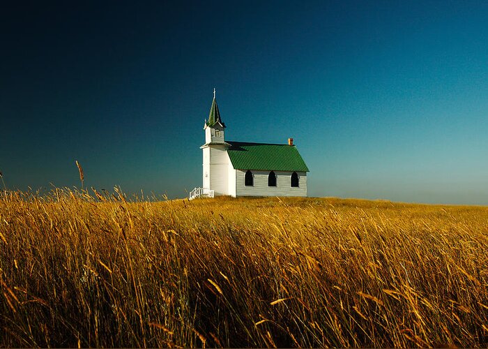 Church Greeting Card featuring the photograph Prairie Church by Todd Klassy