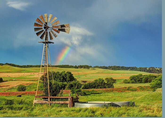 Windmill Greeting Card featuring the photograph Prairie Spring by HW Kateley