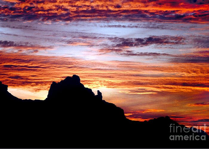 Praying Monk Greeting Card featuring the photograph Praying Monk, Camelback Mountain, Phoenix Arizona by Wernher Krutein
