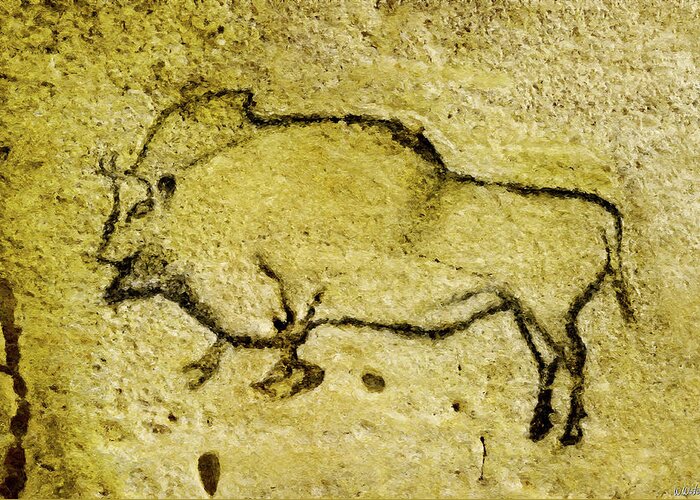Bison Greeting Card featuring the digital art Prehistoric Bison 1- La Covaciella by Weston Westmoreland