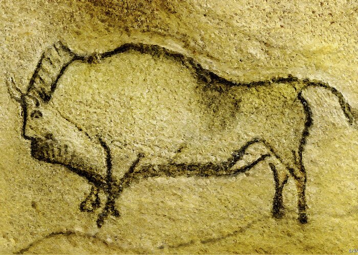Bison Greeting Card featuring the digital art Prehistoric Bison 2 - La Covaciella by Weston Westmoreland