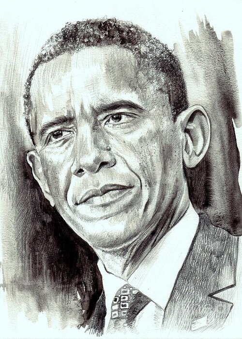 Barack Obama Greeting Card featuring the painting President Barack Obama by Suzann Sines
