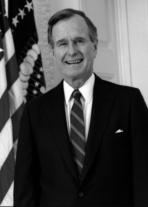 George Bush Greeting Card featuring the photograph President George Bush Sr by War Is Hell Store