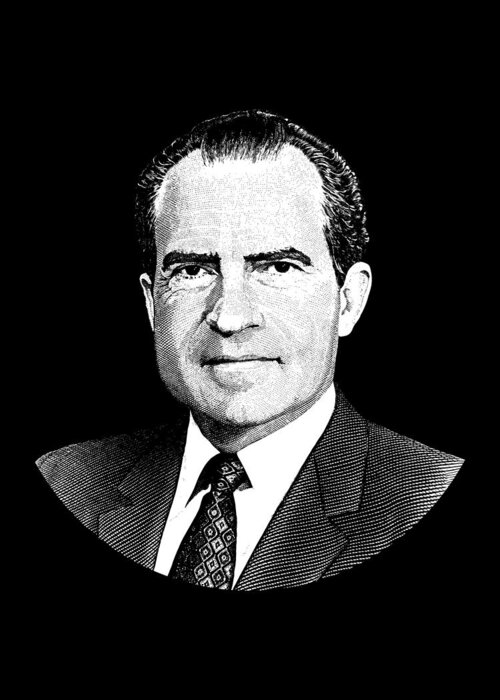 Richard Nixon Greeting Card featuring the digital art President Richard Nixon Graphic by War Is Hell Store