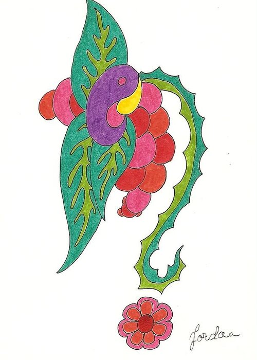 Pretty Surreal Floral Postcard Greeting Card featuring the greeting card Pretty Floral Doodle by Jordana Sands