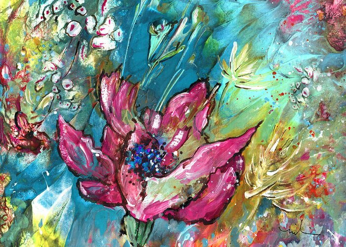 Flowers Greeting Card featuring the painting Pretty In Pink by Miki De Goodaboom