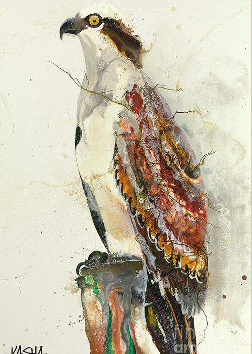Osprey Greeting Card featuring the painting Prey by Kasha Ritter