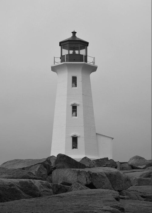 Lighthouse Greeting Card featuring the photograph Pride of Nova Scotia B n W by Richard Andrews