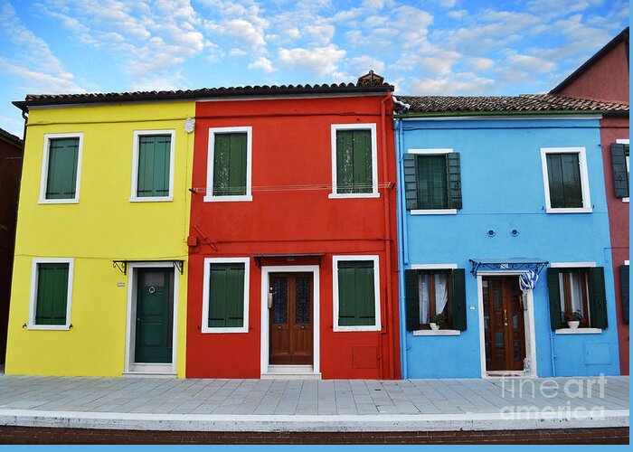 Burano Greeting Card featuring the photograph Primary Colors Too Burano Italy by Rebecca Margraf