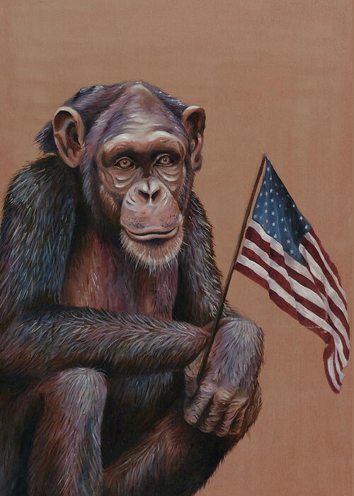 Political Greeting Card featuring the painting Primitive Patriotism by Jim Figora