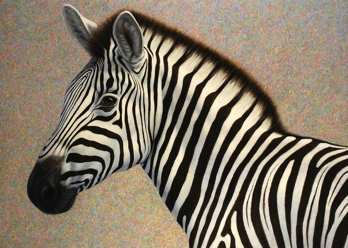Zebra Greeting Card featuring the painting Principled by James W Johnson