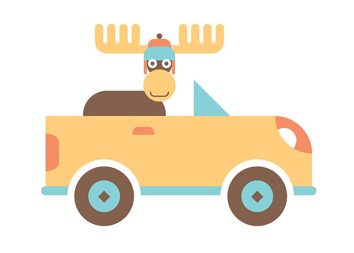Moose Greeting Card featuring the digital art Moose Road Trip by Mitch Frey