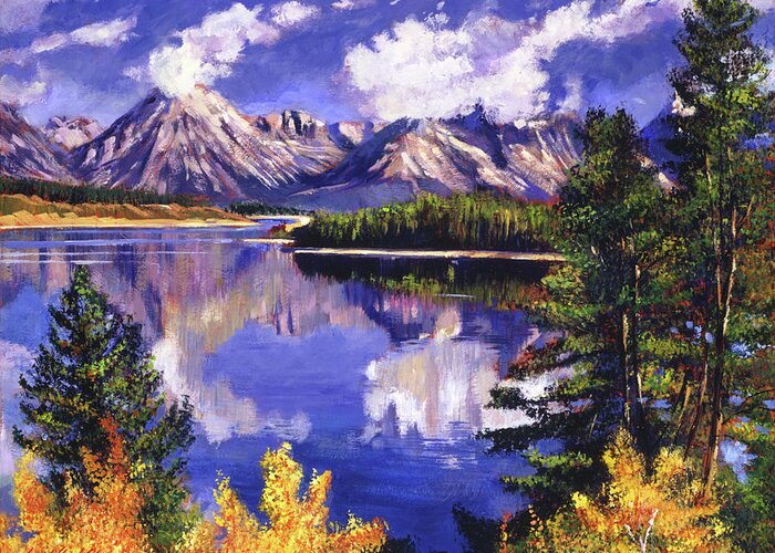 Landscape Greeting Card featuring the painting Pristine Blue by David Lloyd Glover