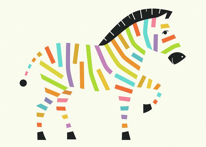 Zebra Greeting Card featuring the digital art Psychedelic Zebra by Jazzberry Blue