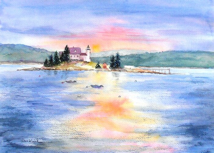 Maine Greeting Card featuring the painting Pumpkin Sunset by Diane Kirk