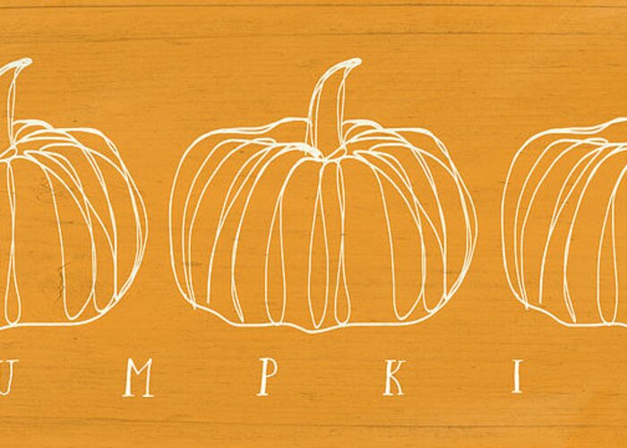 Pumpkins Greeting Card featuring the mixed media Pumpkins- Art by Linda Woods by Linda Woods