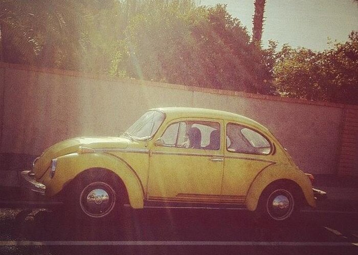 Iphoneography Greeting Card featuring the photograph Punch Buggy #yellow by Rachel Boyer 