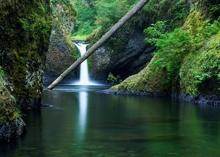 Oregon Greeting Card featuring the photograph Punchbowl Falls by Eric Foltz