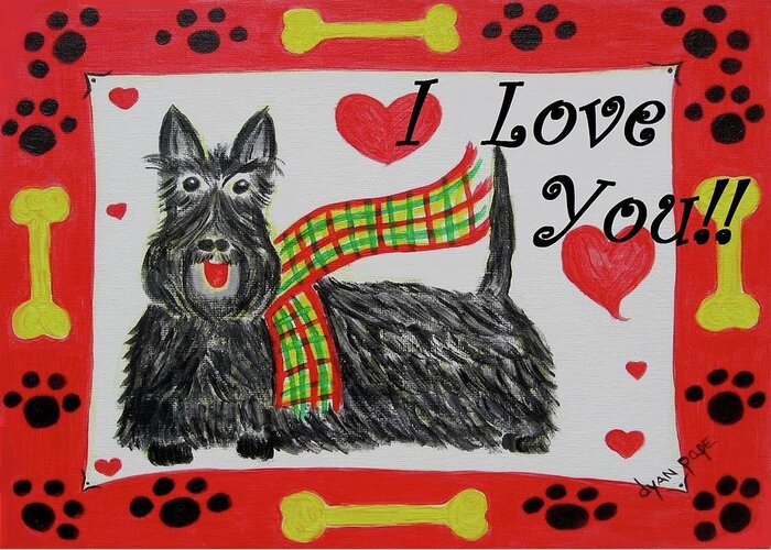 Scottie Greeting Card featuring the painting Puppy Love by Diane Pape