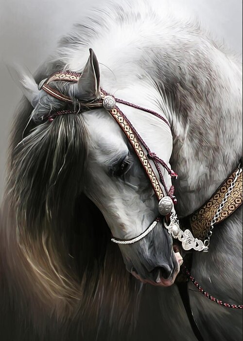 Horse Greeting Card featuring the digital art Pura Spanish Elegance by Paul Miners