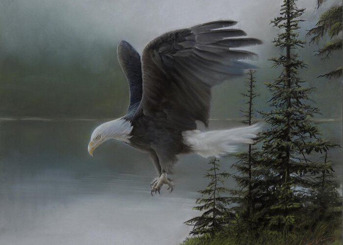 Eagle Greeting Card featuring the painting Purden Lake by David Vincenzi