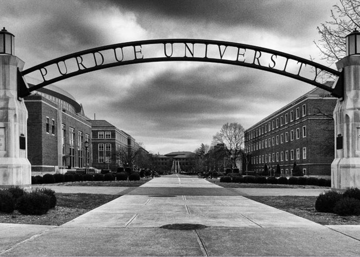Purdue Greeting Card featuring the photograph Purdue Entrance Sign by Coby Cooper