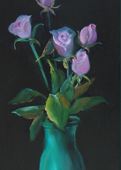 Rose Buds Greeting Card featuring the painting Pure Elegance by Nataya Crow